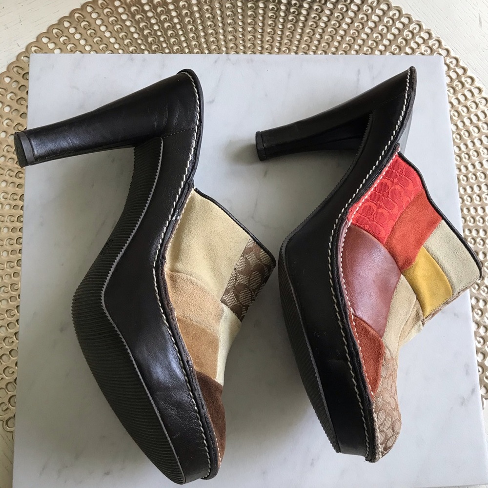 Coach Suede Leather Logo Mules - Picture 5 of 9